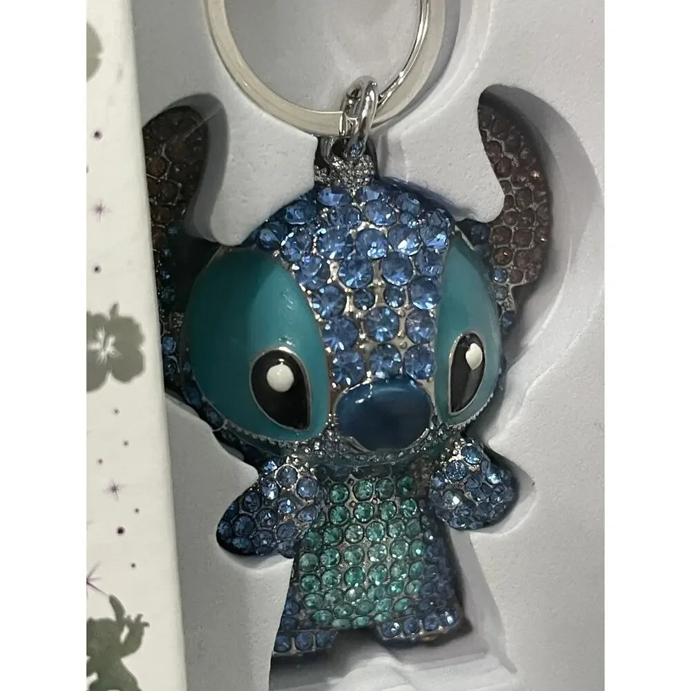Disney Stitch Glitter Keychain Blue Bag Charm Sparkly Rhinestones NEW